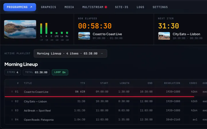 Cloud Playout interface