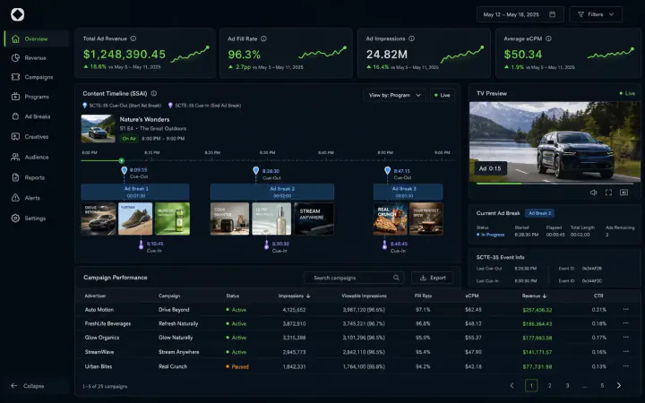 CTV Monetization interface