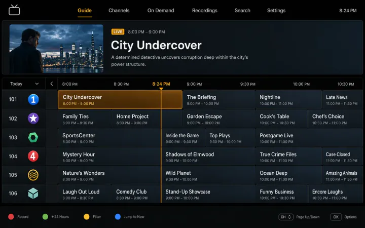 FAST & Linear TV interface